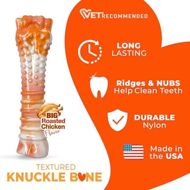 Nylabone Limited Edition 70th Birthday Textured Bone Power Chew Toy for Dogs, Durable & Tough Dog Toys for Aggressive Chewers, Roasted Chicken Flavor, X-Large Dogs - 50+ lbs (1 Count) - Image 3