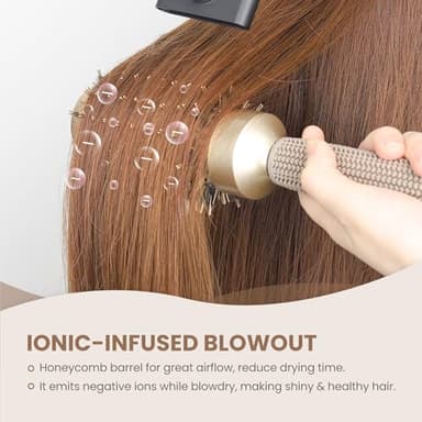 AIMIKE Round Brush for Blow Out, Medium Round Hair Brush Nano Thermal Ceramic & Ionic Tech, for Blow Drying & Styling, Curling and Shine - 2.9 inch Barrel w/Boar Bristles - Image 5