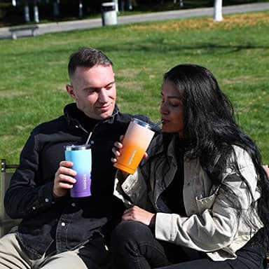 BJPKPK 20 oz Stainless Steel Vacuum Insulated Tumblers with Lids and Straw Reusable Travel Water Mug Double Wall Coffee Cup for Women and Men,Ocean Dream - Image 4