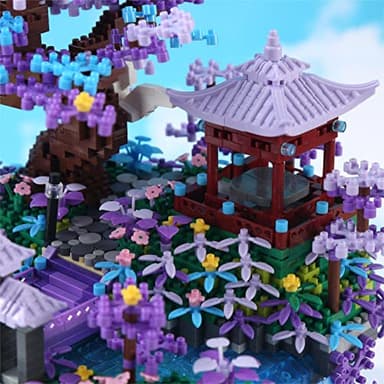 Yushinv Cherry Blossom Tree Building Set with Box 4574Pcs, Original Scene Music Japanese Sakura Tree House(Type :Symphony), Cherry Bonsai Tree Lights Building Kit, Cherry Blossom Building Set. - Image 7