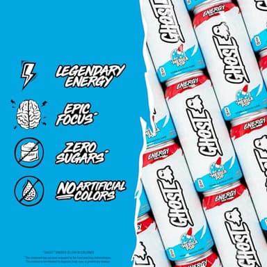 GHOST Energy Drink - 12-Pack, 'Merica Pop, 16oz Cans - Energy & Focus & No Artificial Colors - 200mg of Natural Caffeine, L-Carnitine & Taurine - Gluten-Free & Vegan - Image 4