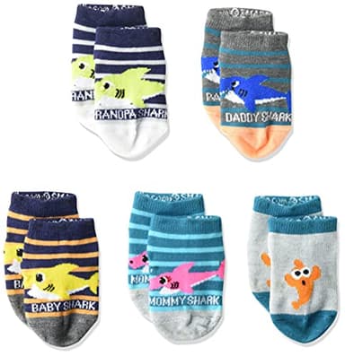 Nickelodeon unisex baby Shark 5 Pack Shorty Socks, Blue, 12-24 Months US - Image 2