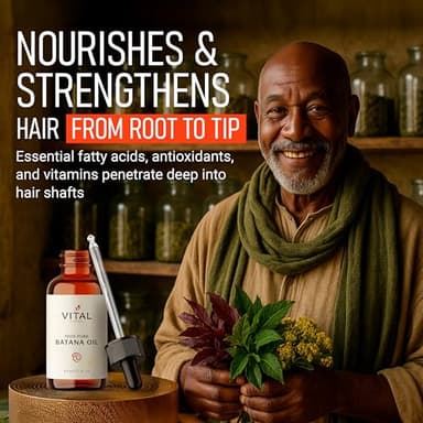 Vital Strands Batana Oil for Hair Growth – 100% Pure & Organic Botana Oil from Honduras – Strengthens, Thickens & Restores Natural Hair – Cold Pressed Raw Scalp & Hair Treatment for Men & Women – 60ml - Image 4