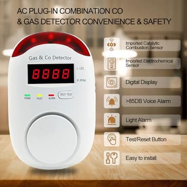 2-in-1Natural Gas Leak Detector & Carbon Monoxide Detectors Plug in,Dual Sensor Gas Leak Detector & Carbon Monoxide Alarm,CO Detector Alarm & Propane, Methane, Explosive Gas Detector for Home,RV - Image 4