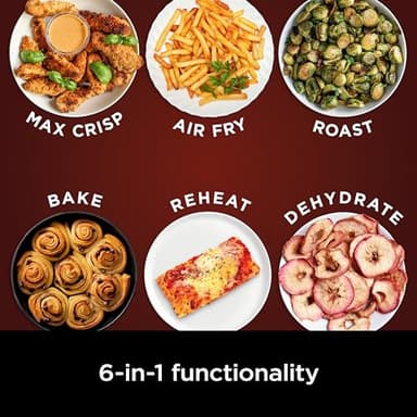 Ninja | Air Fryer | 6.5 QT Pro XL Capacity fits 9lbs of Wings | 6-in-1 Max Crisp, Air Fry, Roast, Bake, Reheat & Dehydrate | Nonstick Basket, Crisper Plate & Recipe Guide | Grey | AF181 - Image 4