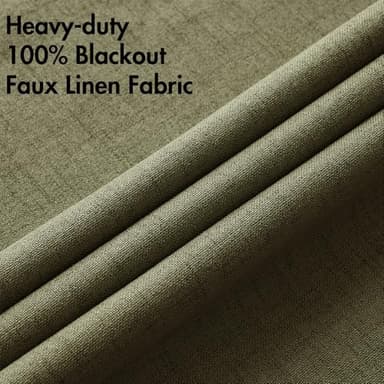 MIULEE Linen Texture Curtains for Bedroom Solid 100% Blackout Thermal Insulated Light Olive Green Curtains Grommet Room Darkening Drapes for Living Room Nursery 52x84 Inch (2 Panels) - Image 5