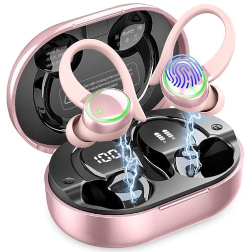 Wireless Earbuds, Bluetooth 5.4 Headphones Sports, 50H Playback Over-Ear buds with ENC Noise Cancelling Mic, Deep Bass Fitness Earphones with Earhooks, IP7 Waterproof Headset for Workout Running Gym - Image 1
