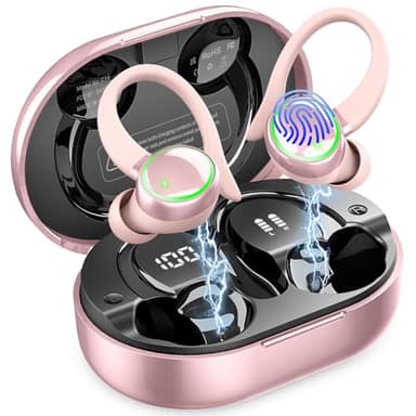 Wireless Earbuds, Bluetooth 5.4 Headphones Sports, 50H Playback Over-Ear buds with ENC Noise Cancelling Mic, Deep Bass Fitness Earphones with Earhooks, IP7 Waterproof Headset for Workout Running Gym - Image 1