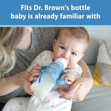 Dr. Brown's Narrow Baby Bottle Handles, 100% Silicone, Easy Grip Removable Handles for Bottle to Sippy Cup Transition, Black/Ecru/Pink, 3-Pack, 4m+ - Image 3