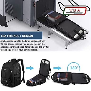 Extra Large Backpack for Men 55L,18.4Inch Travel Laptop Backpack with USB Charging Port Business Flight Approved Carry On Backpack,TSA Big Capacity Heavy Duty Computer Bag College Bookbag,Black - Image 5