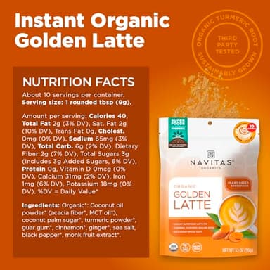 Navitas Organics Golden Latte, 3.1oz Bag, 10 Servings — Organic, Non-GMO, Dairy-Free - Image 2