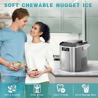TOTTE Nugget Ice Maker Countertop,38lbs/24H Self-Cleaning with Soft Chewable Pellet Ice, Stainless Steel Machine with Basket and Scoop, Portable Crushed Sonic Ice Makers for Home,Kitchen,Office - Image 8