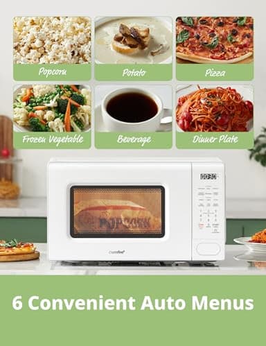 COMFEE CMO-C20M1WH Retro Microwave with 11 power levels, Fast Multi-stage Cooking, Turntable Reset Function Kitchen Timer, Speedy Cooking, Weight/Time Defrost, Memory function, Children Lock, 700W - Image 2
