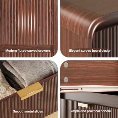 FURSUN Fluted 6 Drawers Dresser for Bedroom, 54" Wide Wooden Dresser with Metal Handle, Curved Profile Design, Modern Storage Organizer for Bedroom, Hallway (Walnut) - Image 6
