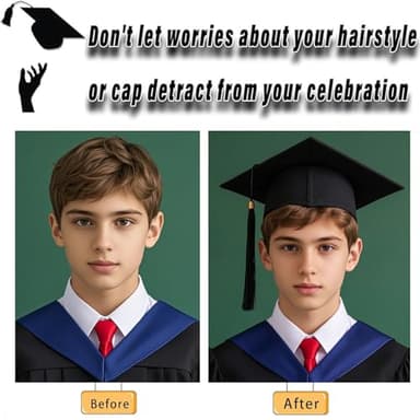 AKAZA 2 Pack Graduation Cap Headband, Firm Anti-fall Hair Band for Graduation Cap, Hat Accessories for Graduates (Black, round) - Image 4