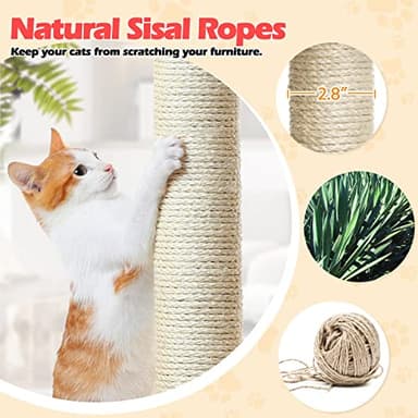 Yaheetech Cat Tree, 82.5in Large Tower w/Hammock, 2 Kitty-Ear Perches, 2 Cozy Condos, Scratching Posts, Basket, Furniture for Large Cats, Kittens, Dark Gray - Image 8