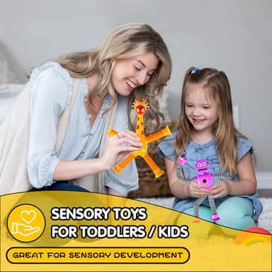 Christmas Stocking Stuffers Gift Robot Sensory Travel Toys 4Pcs for Toddlers Kid Boy Year Old Ages 3 4 5 6 7 8 9, Airplane Autism Pop Tube Suction Fidget Toys Autistic Easter Basket Valentine or Kids - Image 5