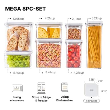 VAKUEN Premium Airtight Food Storage Containers Mega 8P/Set. Total 46.11cup, 7pcs Container and Vacuum Sealer. Smart One-Click Seal Lid, Patented Double Silicone Lining, 100% Leak Proof, BPA-FREE - Image 5