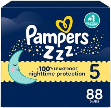 Pampers ZZZ Overnight Diapers, Size 5 (27+ lbs), 88 Count, Nighttime Protection Disposable Baby Diaper, Night Time Leak and Skin Protection - Image 3