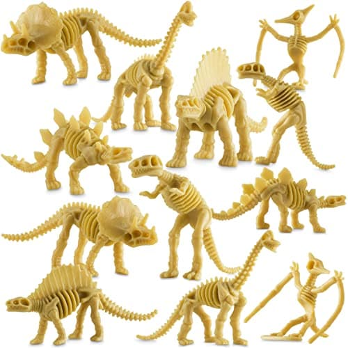 Bedwina Dinosaur Fossil Skeleton - (Pack of 24) 3.7 Inch Assorted Plastic Dino Figure Bones for Kids Science Dig Kit, Digging Sandbox Bins Play Toys, Party Favors, Birthday Decorations - Image 1