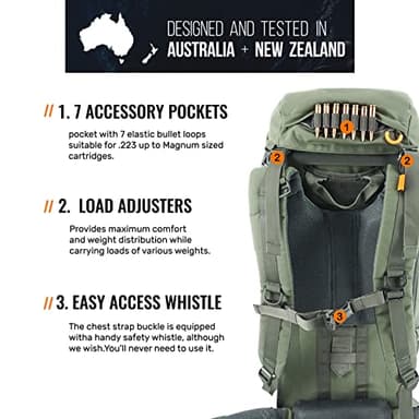 SPIKA Hunting Backpack Internal Frame for Men Waterproof Hunting Pack with Rifle Holder Rain Cover Extendable 40L+ Capacity - Image 6
