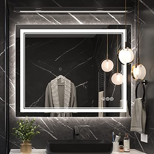 Ratsamee 40x32 Inch Led Mirror for Bathroom with Front Light and Backlit, Dimmable Anti Fog Wall Bathroom Mirror with Led Lights, Water Proof, Decor Vanity Mirror - Image 1
