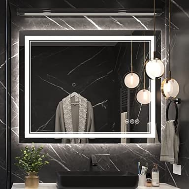 Ratsamee 40x32 Inch Led Mirror for Bathroom with Front Light and Backlit, Dimmable Anti Fog Wall Bathroom Mirror with Led Lights, Water Proof, Decor Vanity Mirror - Image 1