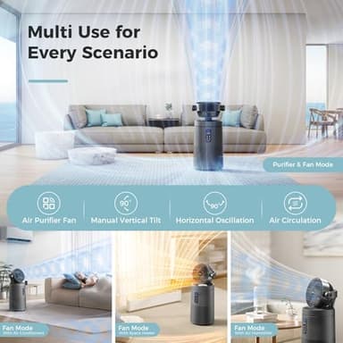 AROEVE Air Purifiers Fan for Home Large Room With 2-In-1 Air Circulator Fan System And Smart WIFI Cover 1980 Sq.Ft Oscillating Air Purifier With Washable Filter For Indoor Whole Home, MK08W-Space Gray - Image 3