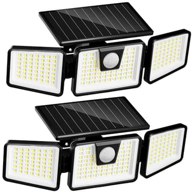 INCX Solar Outdoor Lights with Motion Sensor, Solar Powered 3 Heads Security Lights, 156 LED Flood Light Motion Detected Spotlight for Patio Garage Yard Entryways, IP65 Waterproof 2 Pack - Image 1