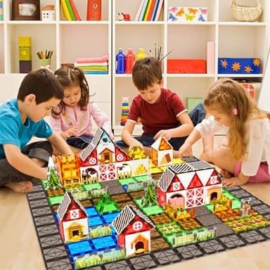 Magnetic Tiles Farm Animal Toys Set for Toddles Kids, Montessori STEM Toys for 3+ Year Old Boys Girls, Magnetic Building Blocks, Construction Sensory Magnets Games Educational Birthday Toys Gifts - Image 5