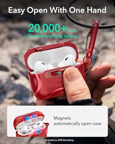 ESR for AirPods Pro 2 Case (2023/2022/2019, 2nd/1st Gen), Compatible with AirPods Pro 2nd Generation (USB-C/Lightning Cable), Effortless MagSafe, Drop-Proof Lock, Easy Open, Cyber Series,Dark Red - Image 5