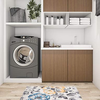 Rugshop Modern Floral Anti Fatigue Standing Mat 18" x 30" Cream - Image 6