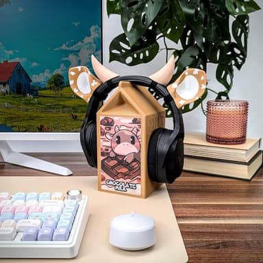 BeamTeam3D Cow Ears and Horns for Headphones, Cute & Fun Decorative Add-Ons for Gaming Headsets, Kids’ School Headphones, Compatible with Most Headphones (Brown/White/White) - Image 2
