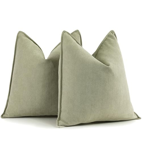 ZWJD Sage Green Pillow Covers 20x20 Set of 2 Chenille Throw Pillow Covers with Elegant Design Soft and Luxurious Decorative Throw Pillows for Couch, Bed, and Home Decor - Image 1