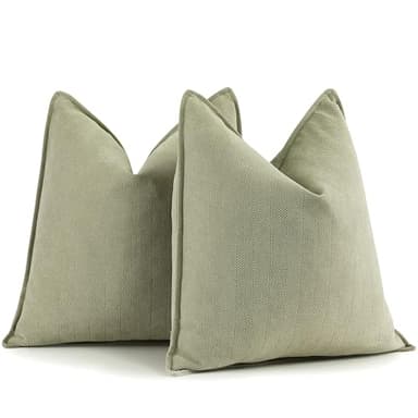 ZWJD Sage Green Pillow Covers 20x20 Set of 2 Chenille Throw Pillow Covers with Elegant Design Soft and Luxurious Decorative Throw Pillows for Couch, Bed, and Home Decor - Image 1