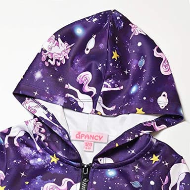 Hoodie for Girls Unicorn Zip Up Jackets Sweatshirt Navy Blue Tops Outfit 10 11 - Image 3