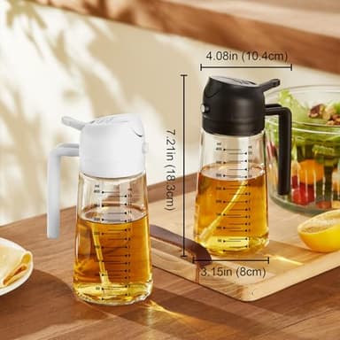 TrendPlain 16oz/470ml Glass Olive Oil Sprayer for Cooking – 2 in 1 Olive Oil Dispenser Bottle for Kitchen Gadgets and Air Fryer Accessories, Salad, BBQ - White - Image 5