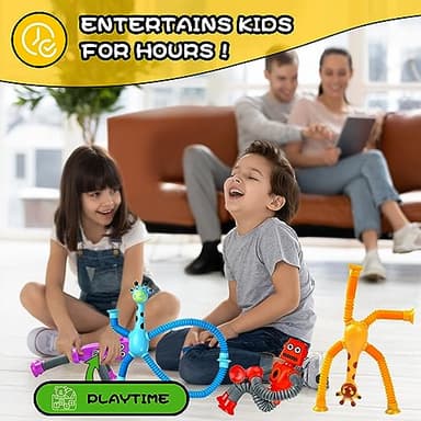 Christmas Stocking Stuffers Gift Robot Sensory Travel Toys 4Pcs for Toddlers Kid Boy Year Old Ages 3 4 5 6 7 8 9, Airplane Autism Pop Tube Suction Fidget Toys Autistic Easter Basket Valentine or Kids - Image 4