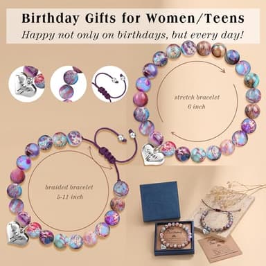 Sistble Gifts for 24 Year Old Women Bead Bracelets for Women Birthday Gifts Love Heart Bracelet Cute Jasper Stone Christmas Gift for Wife Jewelry - Image 5