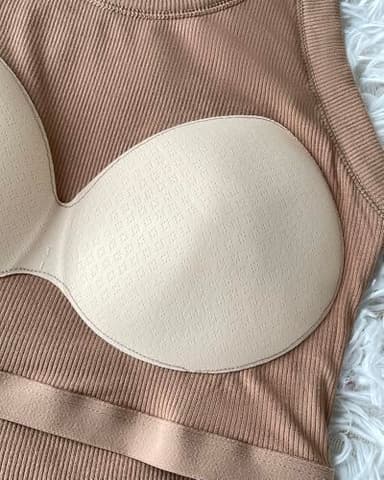 CHICME 2 Piece Built in Bra Tank Tops for Women Ribbed Tank Top Fitness Racerback Workout Tops Coffee Khaki-L - Image 7