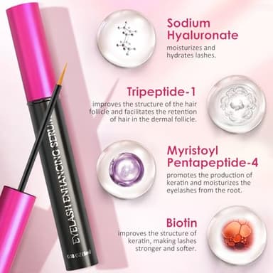 Eyelash Growth Serum with Biotin & Advanced Peptides Complex Lash Serum for Eyelash Growth Thicker & Longer, Healthy Eyelashes 5ml - Image 4