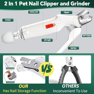 CATPICK 2-in-1 Cat Nail Clippers & Dog Nail Clippers Trimmers for Large Medium Small Dogs Cats Claw Trimmer Quick Sensor and Safety Guard USB Rechargeable with 2 LED Lights Dogs Nail Trimmer - Image 5