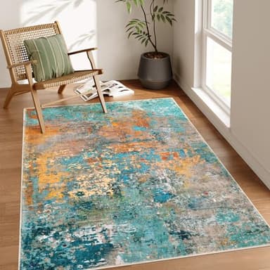 Lahome Modern Abstract Area Rugs 5x7, Large Washable Rugs for Living Room Bedroom Non Slip, Colorful Indoor Floor Carpet for Dining Room Apartment Dorm Kids Nursery Home Decor - Image 1