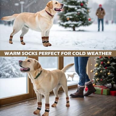 EXPAWLORER Anti Slip Dog Socks to Prevent Licking Paws, Soft Dog Boots & Paw Protectors, Dog Booties for Hardwood Floors, Shoes for Small Medium Large Senior Dogs,Khaki XS - Image 6