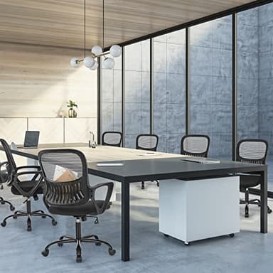 Sweetcrispy Home Office Computer Desk Chair, Managerial Executive Ergonomic Mid-Back Mesh Rolling Swivel Chair with Wheels, Comfortable Lumbar Support, Comfy Arms for Bedroom, Study, Student, Black - Image 7