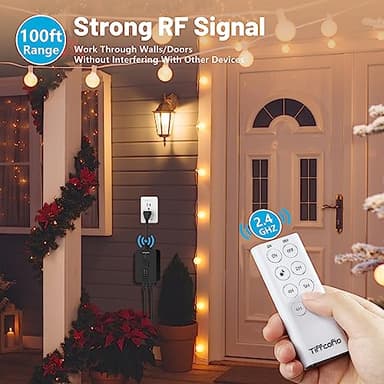 TiFFCOFiO Outdoor Timer Waterproof, Remote Control Dusk to Dawn Sensor Countdown, 100 ft Range, 2 Grouded Electrical Outlets for Home and Garden, 15A 1/2HP, Heavy Duty, ETL Listed (1 Pack) - Image 4