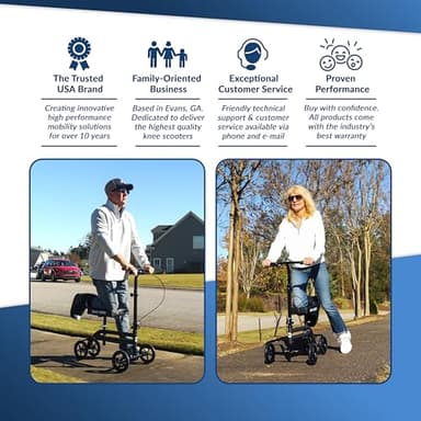 KneeRover Economy Knee Scooter Steerable Knee Walker for Adults for Foot Surgery, Broken Ankle, Foot Injuries - Foldable Knee Rover Scooter for Broken Foot Injured Leg Crutch (Black) - Image 2
