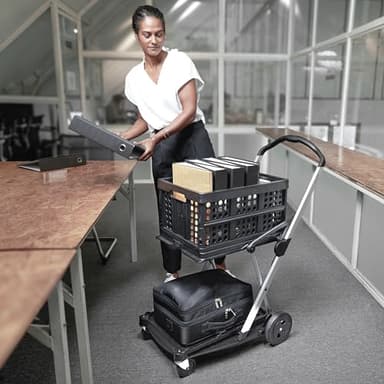 CLAX® The Original | Made in Germany | Multi use Functional Collapsible carts | Mobile Folding Trolley | Shopping cart with Storage Crate (Black) - Image 2