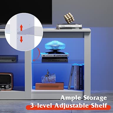 WLIVE LED TV Stand for 65-Inch TV, 58-Inch Entertainment Center with Adjustable Glass Shelves, Modern Media Console for Living Room & Bedroom, White - Image 5