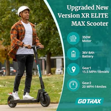 Gotrax XR ELITE MAX Electric Scooter -10" Pneumatic Tires, Max 20 Miles Range, 15.5Mph Speed Power by 350W Motor, Large Digital Display and Cruise Control for Foldable Commuter E-Scooter for Adult - Image 2